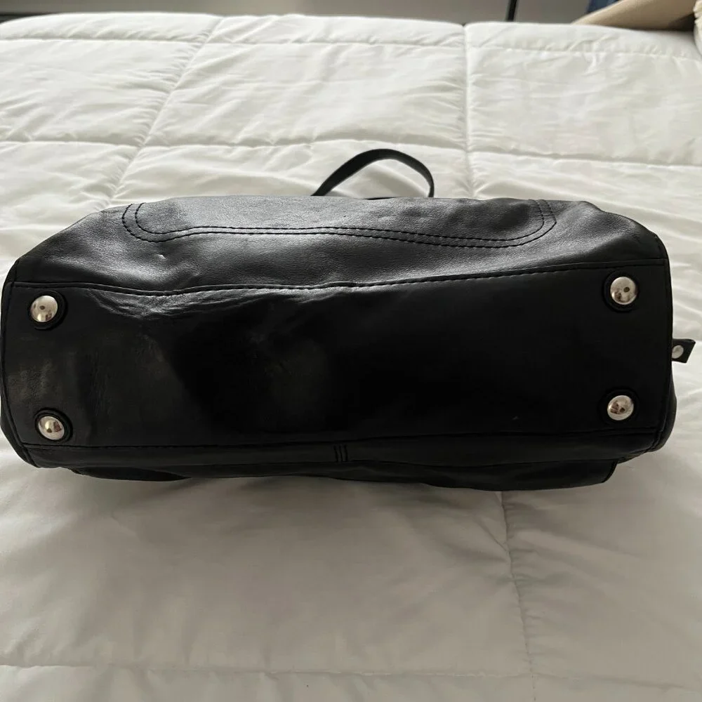 Coach Peyton Large Black Leather Shoulder Bag 14510 - Picture 5 of 14